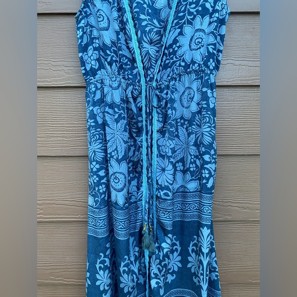 Karma Highway Blue Purple Floral Slip Open Front Maxi Viscose Boho Dress Onesize - Picture 2 of 5